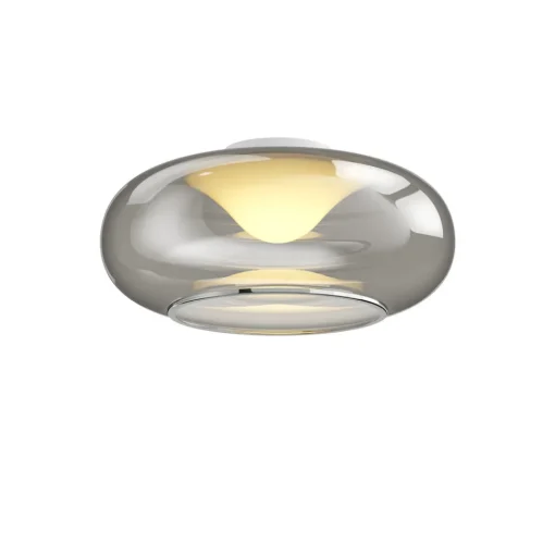 Lucande LED-taklampe Mijo, Ø 43 cm, røykgrå, glass Discount