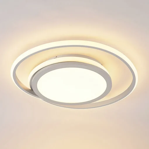 Lucande LED-taklampe Noud, 49 cm, sølv, aluminium, dimbar Discount