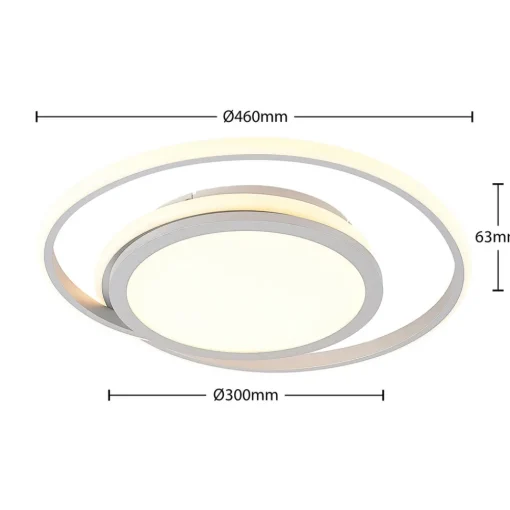 Lucande LED-taklampe Noud, 49 cm, sølv, aluminium, dimbar Discount