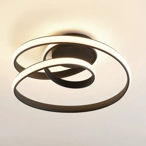 Lucande LED-taklampe Sakina, svart, metall, Ø 48 cm Sale