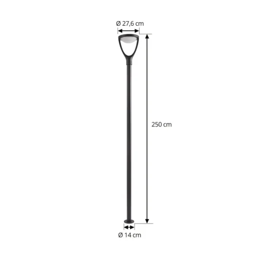 Lucande LED-utelampe Filor, svart, aluminium, 250 cm| Kommersiell Utebelysning|Led-Utendørs
