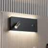 Lucande LED-vegglampe Kimo, 32 cm, svart, aluminium, USB| Led-Innendørs|Vegglamper