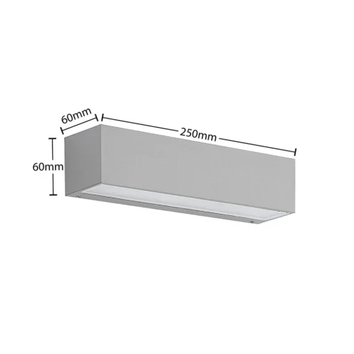Lucande LED-vegglampe Lengo, 25 cm, sølv, 1 lyskilde, IP65| Led-Utendørs