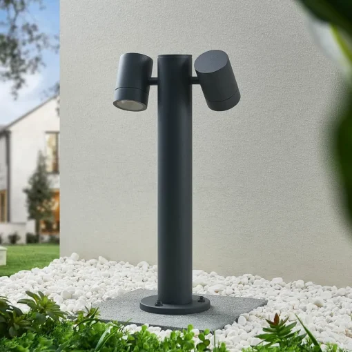 Lucande Maloney sokkellampe, 50 cm, antrasitt, IP54| Sokkellamper