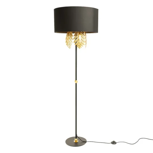 Lucande Malviras gulvlampe i stoff med bladdekorasjon| Gulvlamper