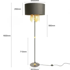 Lucande Malviras gulvlampe i stoff med bladdekorasjon| Gulvlamper