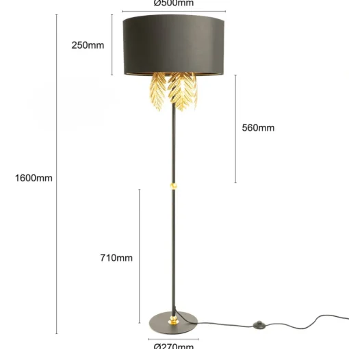Lucande Malviras gulvlampe i stoff med bladdekorasjon| Gulvlamper