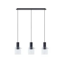 Lucande pendellampe Eirian, 90 cm, 3-lys, svart, glass Online