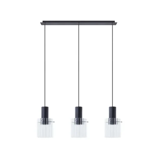 Lucande pendellampe Eirian, 90 cm, 3-lys, svart, glass Online