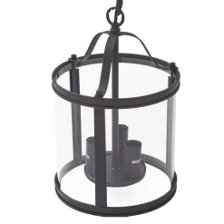 Lucande pendellampe Eryk, Ø 23 cm, svart, glass, 3-lys Hot