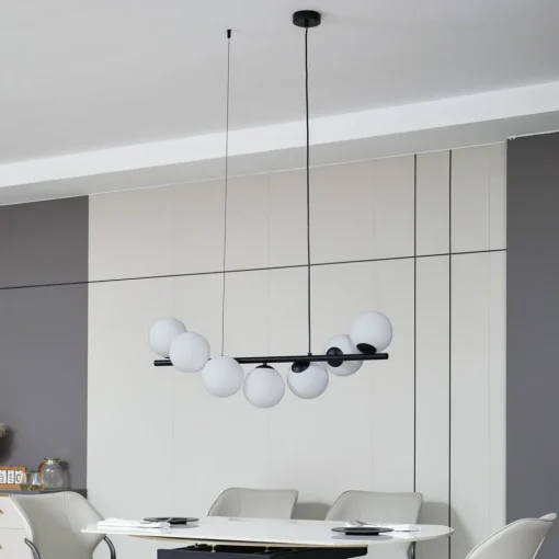 Lucande pendellampe Isandro, svart/opal, 7 lys| Pendellamper