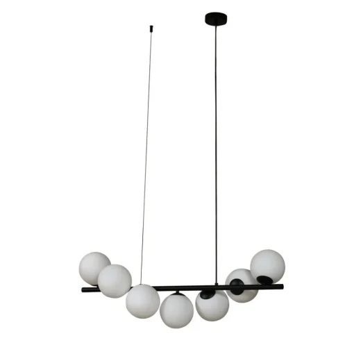Lucande pendellampe Isandro, svart/opal, 7 lys| Pendellamper