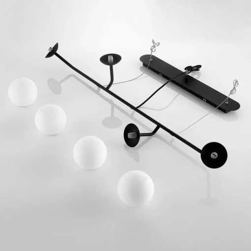 Lucande pendellampe Rama, svart, jern, glass, 112 cm lang| Pendellamper