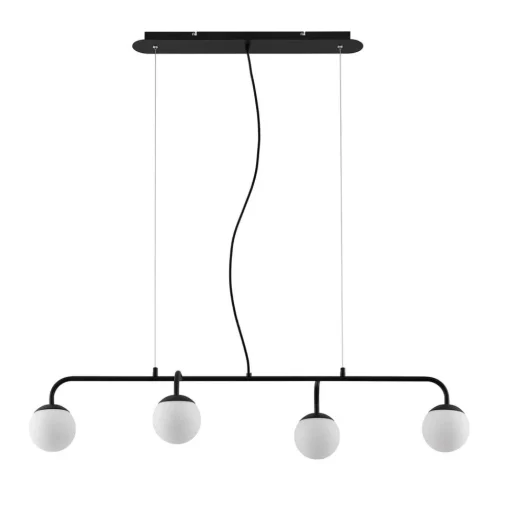 Lucande pendellampe Rama, svart, jern, glass, 112 cm lang| Pendellamper