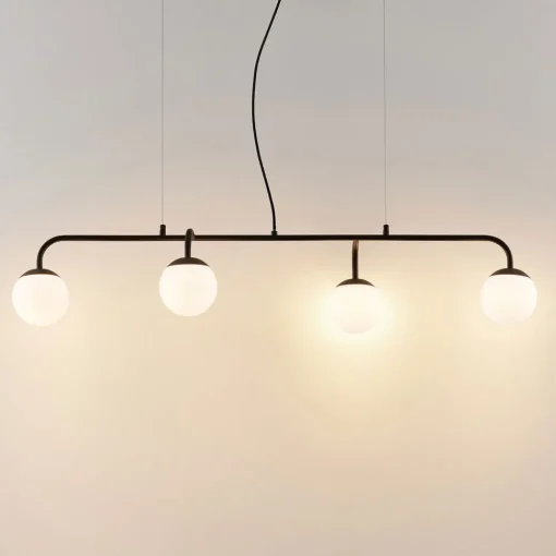 Lucande pendellampe Rama, svart, jern, glass, 112 cm lang| Pendellamper