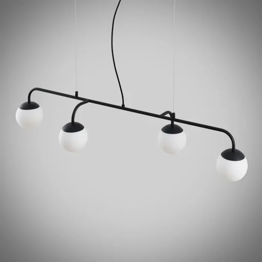Lucande pendellampe Rama, svart, jern, glass, 112 cm lang| Pendellamper