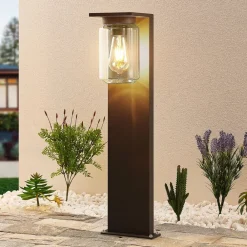 Lucande Semka veilampe, 65 cm, antrasitt, glass, aluminium| Terrassebelysning|Gatebelysning, Pullert Belysning