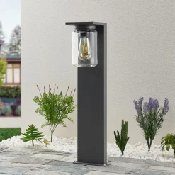 Lucande Semka veilampe, 65 cm, antrasitt, glass, aluminium| Terrassebelysning|Gatebelysning, Pullert Belysning