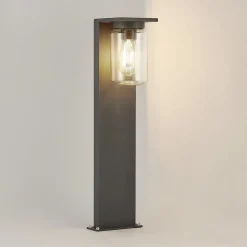 Lucande Semka veilampe, 65 cm, antrasitt, glass, aluminium| Terrassebelysning|Gatebelysning, Pullert Belysning