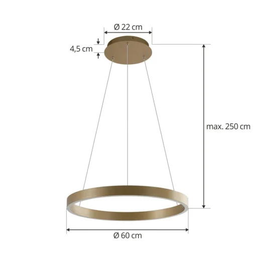 Lucande Smart LED-pendellampe Yonam, gull, 1-lys, Tuya Outlet