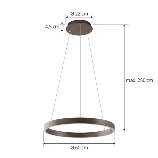 Lucande Smart LED-pendellampe Yonam, kaffe, 1-lys, Tuya Clearance