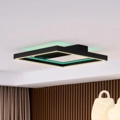 Lucande Smart LED-taklampe Tjado, 50 cm, svart, RGBW| Smarthus Belysning