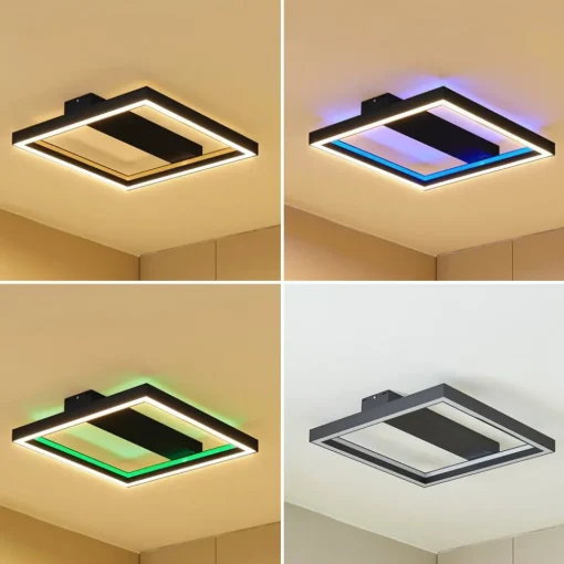 Lucande Smart LED-taklampe Tjado, 50 cm, svart, RGBW| Smarthus Belysning