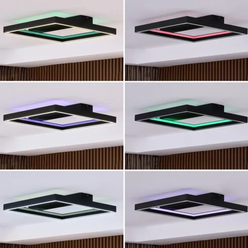 Lucande Smart LED-taklampe Tjado, 50 cm, svart, RGBW| Smarthus Belysning