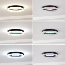 Lucande Smart LED-taklampe Squillo svart Tuya RGBW CCT| Smarthus Belysning