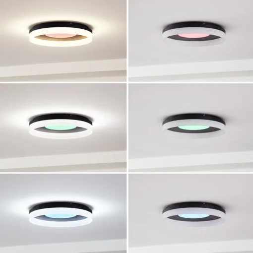 Lucande Smart LED-taklampe Squillo svart Tuya RGBW CCT| Smarthus Belysning