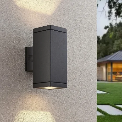 Lucande Stani utendørs vegglampe, E27, 2 lyskilder New