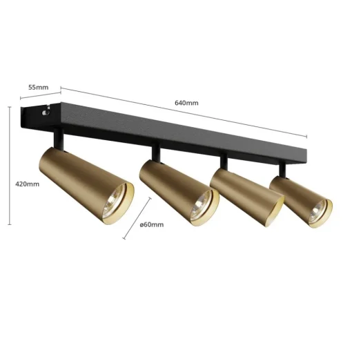 Lucande taklampe Angelina, 4 lyskilder, messing/gull| Spotter I Tak