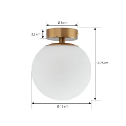 Lucande taklampe Bidolo, messingfarget, glass, 15 cm, IP44 Sale