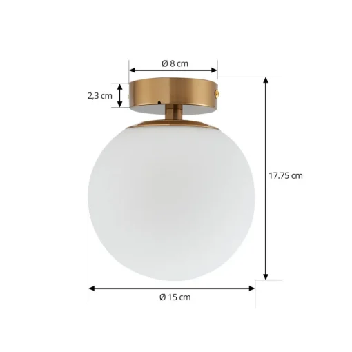 Lucande taklampe Bidolo, messingfarget, glass, 15 cm, IP44 Sale