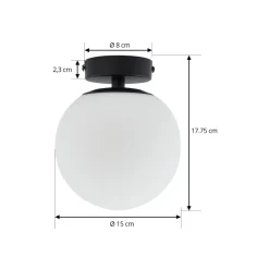 Lucande taklampe Bidolo, svart, glass, Ø 15 cm, IP44