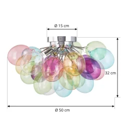 Lucande taklampe Diborah, fargerik, glass, Ø 50 cm, G9 New