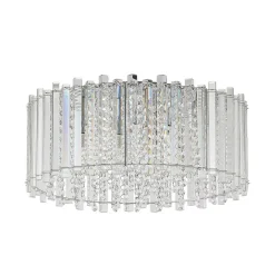 Lucande taklampe Limana, Ø 50 cm, krom, krystall| Taklamper