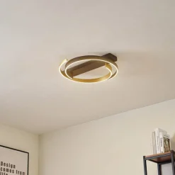 Lucande taklampe Natsuma, svart/gull, metall, Ø 50 cm| Taklamper