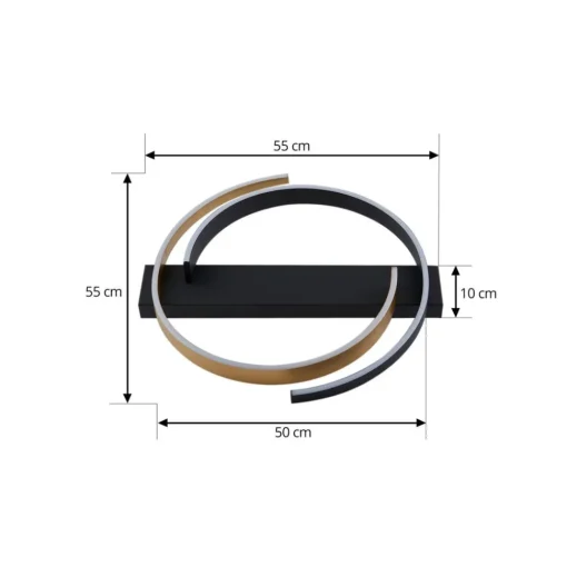 Lucande taklampe Natsuma, svart/gull, metall, Ø 50 cm| Taklamper