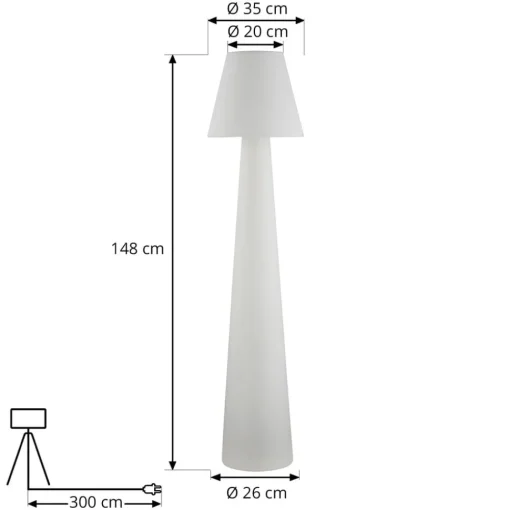 Lucande terrasselampe Gauri, hvit, høyde 148 cm, IP65| Terrassebelysning