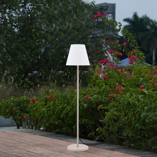 Lucande terrasselampe Jaimy, beige, metall, 150 cm, E27 Discount