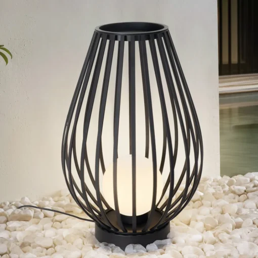Lucande terrasselampe Marrin, svart, metall, Ø 46cm Outlet
