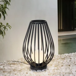 Lucande terrasselampe Marrin, svart, metall, Ø 46cm Outlet