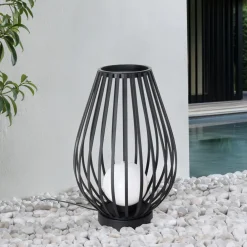 Lucande terrasselampe Marrin, svart, metall, Ø 46cm Outlet