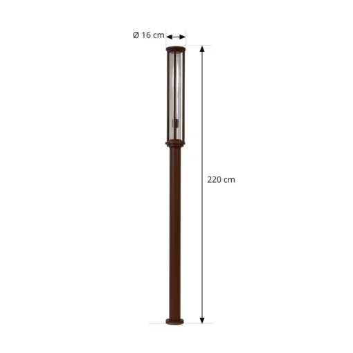 Lucande utelampe Alivaro, rustfarget, 220 cm, E27, IP65| Lyktestolper