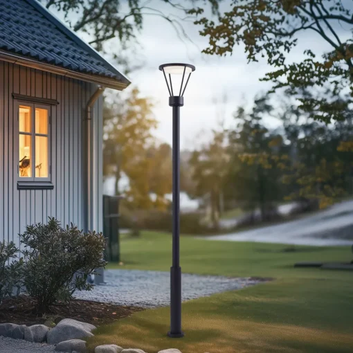 Lucande utelampe Elario, 222 cm, svart, aluminium Online