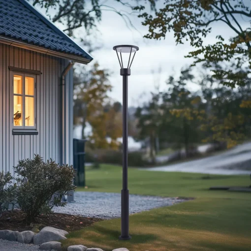 Lucande utelampe Elario, 222 cm, svart, aluminium Online