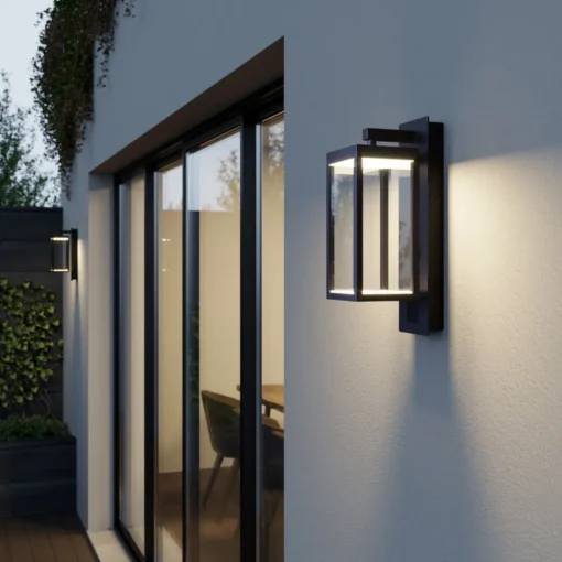 Lucande utendørs LED-vegglampe Ferdinand, antrasitt Høyttaler Discount