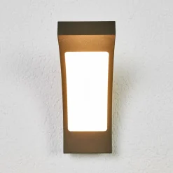 Lucande utendørs LED-vegglampe Juvia, 19 cm, antrasitt, IP54| Led-Utendørs|Vegglamper Utendørs