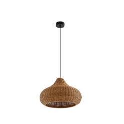 Lucande utendørs pendellampe Taniola, 1 lyskilde, beige, rotting, IP44